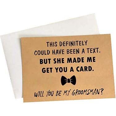 Imagem de Heather & Willow Groomsmen Proposal Cards - Set of 8 with Envelopes 5" x 7" | Funny Groomsmen Proposal Gifts for Wedding