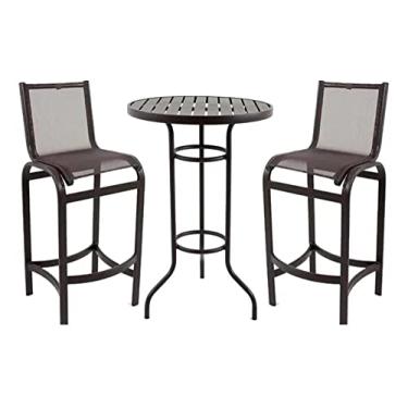 Imagem de 2 Banquetas E Mesa Bistro Ripada Aluminio Area Bar Cozinha