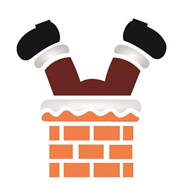 Imagem de Stencil de Acetato para Pintura de Natal OPA Simples 14 x 14 cm - 2550 Papai Noel na Chaminé