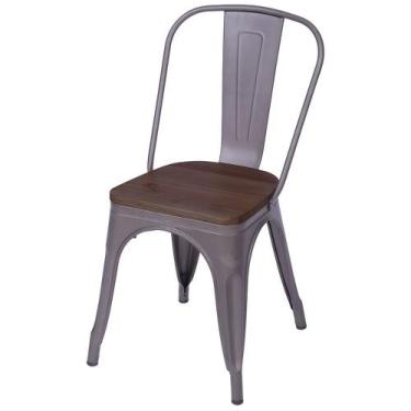 Imagem de Cadeira Iron Com Assento Em Madeira Cor Bronze - 59147 - Sun House