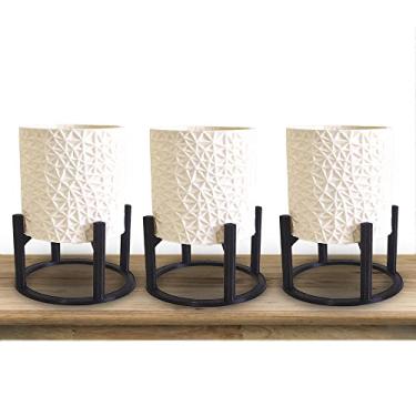 Imagem de kit 3 Vasos suspenso Cachepot para plantas Suculenta - Decoração moderna Casa, Quarto (Branco)