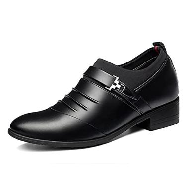 Imagem de Vestido Oxford para homens Slip On Monk Strap plissado Elevador de altura crescente 2,7 polegadas Couro antiderrapante antiderrapante (Color : Black Taller, Size : 42 EU)