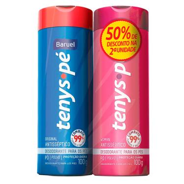 Imagem de Kit Tenys Pé Talco Desodorante para os Pés com 2 unidades: Original + Woman 1 Unidade