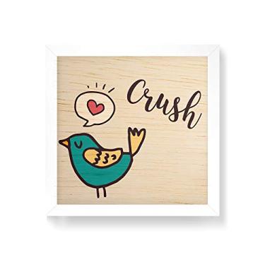 Imagem de Arte Maníacos Quadro decorativo com moldura caixa branca em Madeira - Passarinho Crush Azul - 30x30cm