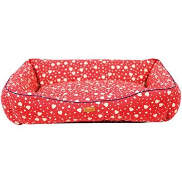 Imagem de Cama PREMIUM Para Cachorro e Gato Patch Petz Com Aquablock Ativo (Vermelho c/Coração, G)