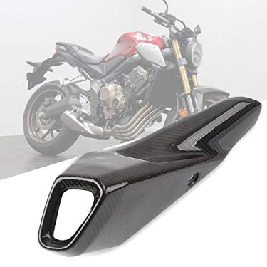 Imagem de Cobertura de tubo de escape de fibra de carbono real CB650R protetor de calor acessórios de decoração de motocicleta para Honda 2019 2020