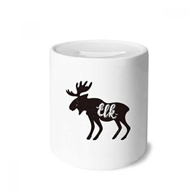 Imagem de DIYthinker Caixa para dinheiro de animal preta e branca de alce caixa de cerâmica porta-moedas presente de cofrinho