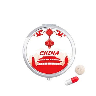 Imagem de Caixa de comprimidos Red Outline China Landmark Pocket Medicine Storage Box Dispenser recipiente