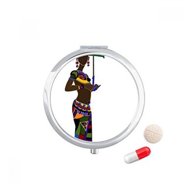 Imagem de Vestidos africanos aborígenes negros, porta-comprimidos, caixa de armazenamento de remédios