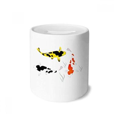 Imagem de DIYthinker Caixa de cerâmica para guardar peixes chineses, porta-moedas para presente de cofrinho