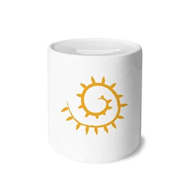 Imagem de DIYthinker Caixa de moedas de cerâmica com estampa de folhas de luz do sol, porta-moedas para presente