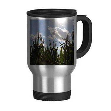 Imagem de Céu Azul Nuvens Branco Art Deco Presente Moda Caneca De Viagem Tampa Flip Copo Carro Copo Thermos