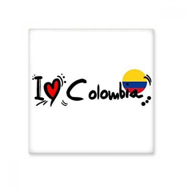 Imagem de I Love Colômbia Bandeira da Palavra Amor Ilustração Coração Azulejo Cerâmica Brilhante Decalque Pedra Adorna Tijolo Vitrificado