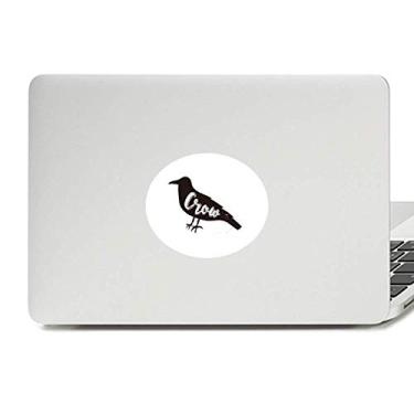 Imagem de Adesivo de vinil com emblema de animal preto e branco de corvo para notebook
