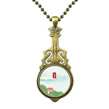 Imagem de DIYthinker Colar Summer Begins Twenty Four Solar Term Joias Pingente de Música de Guitarra Antiga