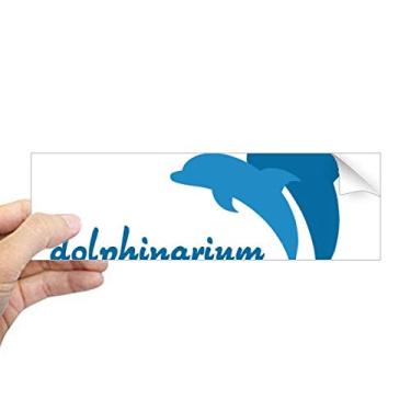 Imagem de Adesivo retangular de para-choque azul com estampa de golfinho amigável ao oceano para janela de notebook