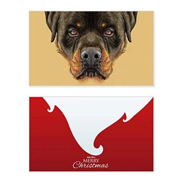 Imagem de Black Feroz Rottweiler Dog Pet Animal Holiday Holiday Merry Christmas Cartão de parabéns Mensagem de Natal
