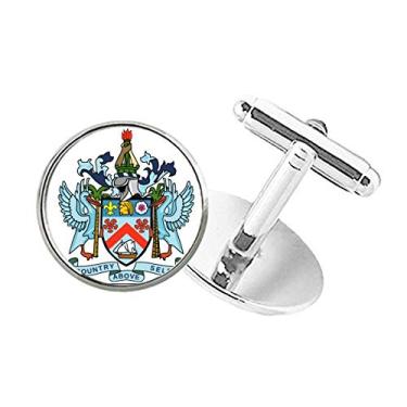 Imagem de DIYthinker Abotoaduras de São Cristóvão e Névis com clipe de botão redondo