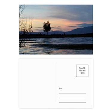 Imagem de Conjunto de cartões postais para fotografia Sunset Beach de aniversário, cartão de agradecimento