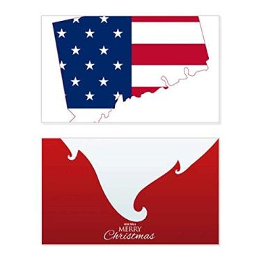Imagem de Connectic Mapa dos EUA Estrelas Tripes Bandeira Formato Feriado Feliz Natal Cartão de parabéns Mensagem de Natal