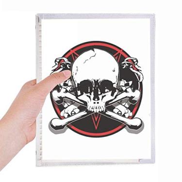 Imagem de Caderno com estampa de pirata de esqueleto, folha solta, diário recarregável, papelaria