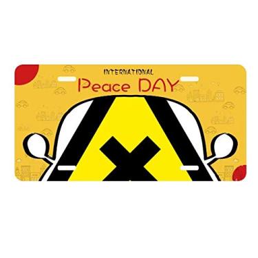 Imagem de DIYthinker Símbolo de aviso amarelo preto triângulo proibido placa etiqueta decoração carro dia da paz