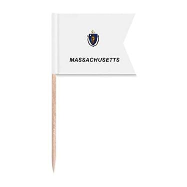 Imagem de Bandeira de Massachusetts com perfil de palito de dentes, marcação de rotulagem para bolo de festa, comida de queijo