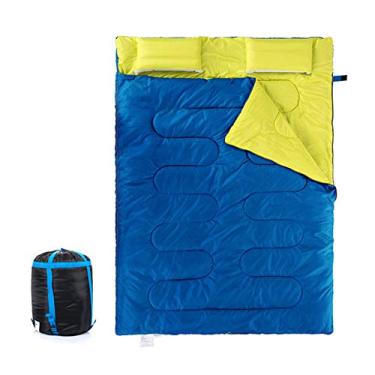 Imagem de C/H Saco de dormir duplo para mochilão, acampamento ou caminhadas, saco de dormir à prova d'água para clima frio para 2 pessoas para adultos ou adolescentes Caminhão, barraca ou almofada de dormir, leve para as quatro estações