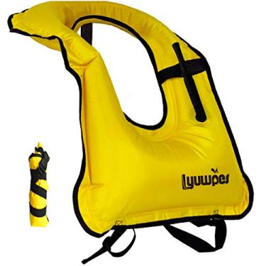 Imagem de Lyuwpes Colete inflável para snorkel adulto jaquetas de segurança para mergulho livre amarelo