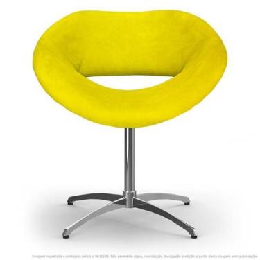 Imagem de Cadeira Beijo Amarela Poltrona Decorativa Com Base Giratória - Clefato
