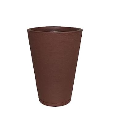Imagem de Vaso Planta Decorativo Jardim Polietileno Coluna Redonda 34x50 Cor:Marrom