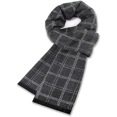 Imagem de Cachecol Quente Masculino De Inverno De Lã Caxemira Xadrez Cachecóis Quentes,cinza 5,180 X 30 Cm,Constructive23