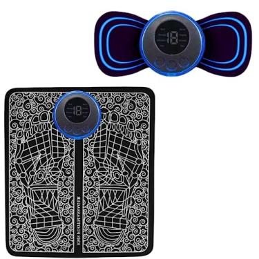 Imagem de Kit Massageador para Pés Tapete Massageadores Pescoço Corporal Pernas Pulso Eletrico Massagem com eletrodos Estimula a Circulação Sanguinia