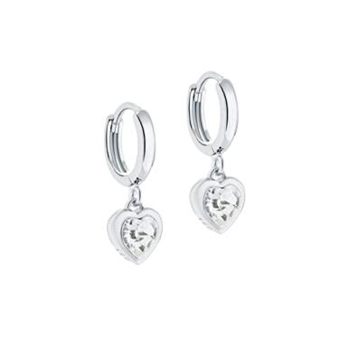 Imagem de Ted Baker Brinco Huggie com coração de cristal Hanniy - tom ouro rosa/opções de cristal ou tom prateado/cristal, Latão, Sem pedras preciosas