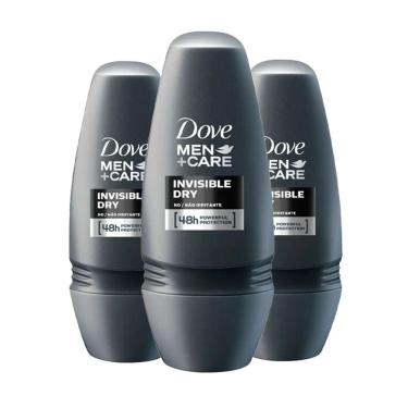 Imagem de Kit Desodorante Roll On Dove Men Invisible Dry 50ml - 3 unidades