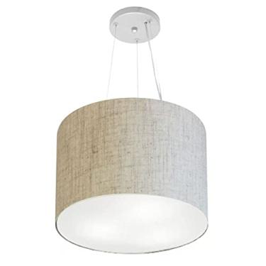 Imagem de Lustre Pendente Cilíndrico Cúpula Tecido 40x30 cm, Vivare Iluminação, Pendente4183 RST, Rustico Bege, Médio