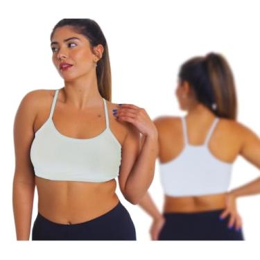 Imagem de Top Fitness Feminino Alça Fina para Malhar Treino Academia Suplex Sem Bojo Trygg (G, Branco)