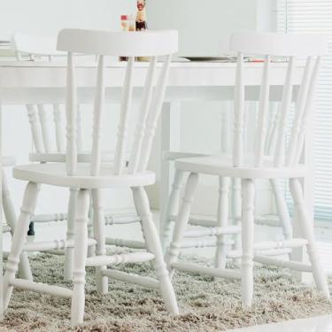 Imagem de Kit Cadeira Ditália Madeira Maciça Eucalipto 2unidades Cor:branco