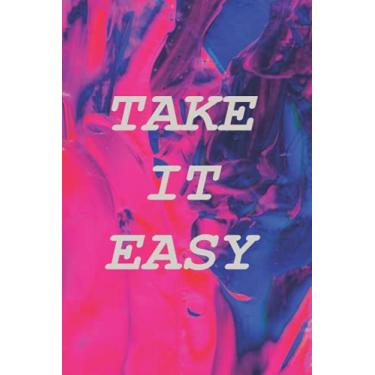 Imagem de TAKE IT EASY: Dotted Grid Notebook/Journal - Dot Grid Hard Cover Notebook, Premium Thick Paper with Fine Inner Pocket, 6''×9'', Red & Bleu Pattern