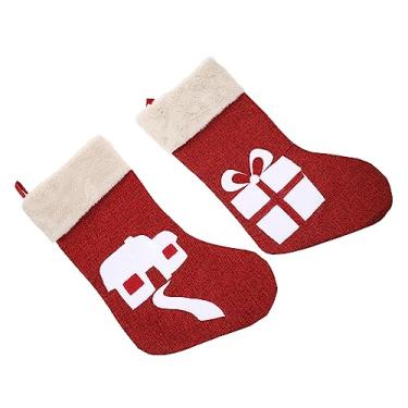 Imagem de OFFSCH 2 Peças Saco De Guloseimas De Meia De Natal Saco De Presente De Meia De Natal Pingente De Meia De Árvore De Natal Meias De Desenho Animado Sacos De Meias De
