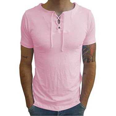 Imagem de Camiseta Bata Viscose Com Elastano Manga Curta tamanho:g;cor:rosa