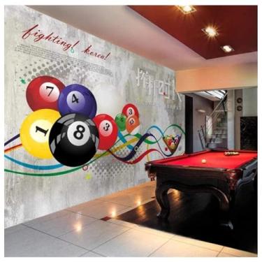 Imagem de TUYIFA Papel de parede 3d papel de parede de bilhar decoração salão de bilhar decoração sala de piscina papel de parede mural mural de parede de fundo do clube (118 x 83" (300 x 210 cm), pano de seda)