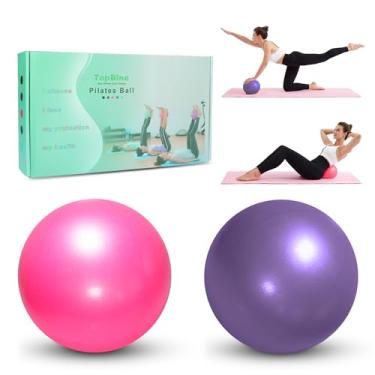 Imagem de Topbine Bola de Pilates de 22 cm – (2 peças) bola de estabilidade para yoga, barra, treinamento e fisioterapia – melhora o equilíbrio, força central, dor nas costas e postura – vem com canudo inflável