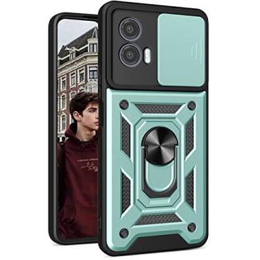 Imagem de Ephoou Capa de telefone para Motorola Moto G53 5G, capa protetora resistente à prova de choque de grau militar para lente de câmera deslizante anel de dedo capa com suporte para Motorola Moto G53