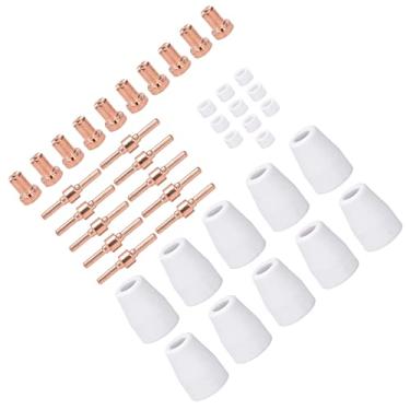 Imagem de Consumíveis de Cortador de Plasma Precisos, Eletrodos de Copo de Proteção Durável, Pontas de Anel para Stahlwerk CT312, CUT50, ACDC TIG200 Plasma Com Pistola PT-31, Cerâmica e