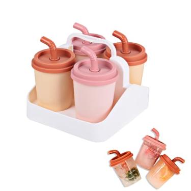 Imagem de Moldes de picolé de plástico para crianças, forma de chá de leite, máquina de picolé de gelo congelado caseiro, livre de BPA, máquina de picolé DIY reutilizável, moldes de sorvete de liberação fácil
