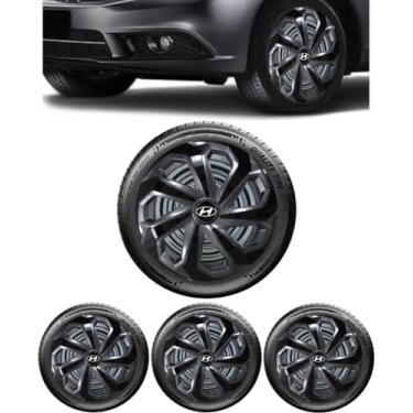 Imagem de Jogo 4 Calotas Esportivas Spider Grafite/Preto aro 14 HYUND Hb20 Hatch Hb20S Sedan