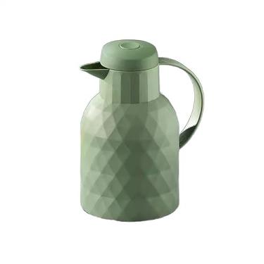 Imagem de Garrafa térmica de café isolada 1L grande capacidade doméstica ao ar livre pequena pote de café frasco a vácuo forro de vidro térmico térmico a vácuo (cor: verde escuro)