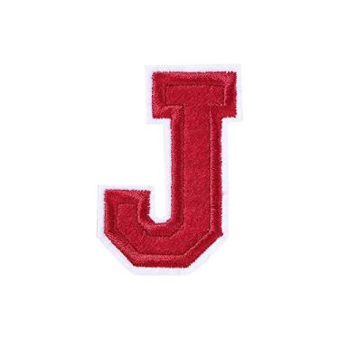 Imagem de Aplique bordado, aplique de letras, aplique de roupas com ferro/costurar no alfabeto inglês, decoração bordada para camiseta, casaco, jeans, bolsa (J)