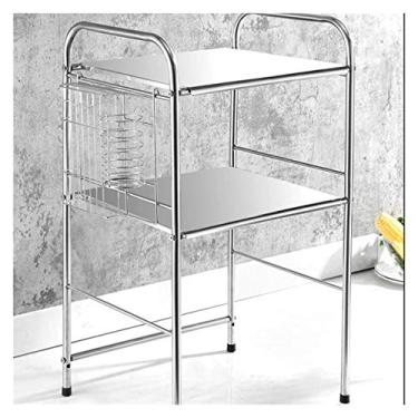 Imagem de Prateleira de forno de micro-ondas de aço inoxidável de 2 camadas, suporte de armazenamento de cozinha, talheres, facas, organizador de especiarias, prateleiras de metal para forno de micro-ondas para